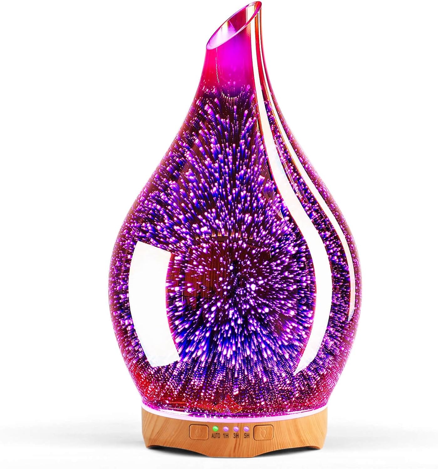 "3D Firework" Glass Aromatherapy Essential Oil Diffuser Rose Gold, 280Ml - Runaway Rabbit LLC