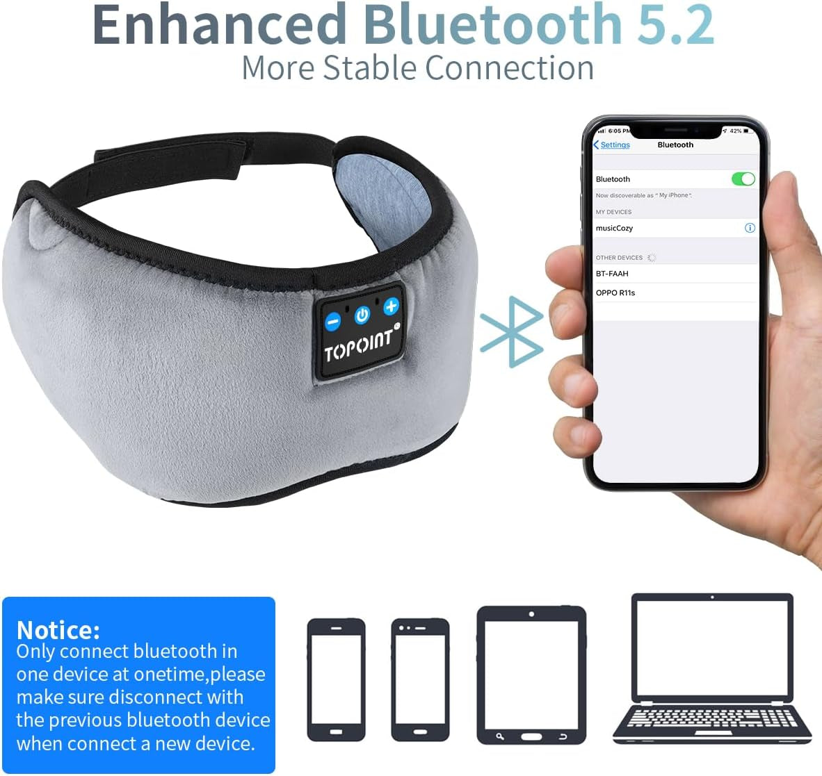 Bluetooth Sleep Eye Mask Wireless Headphones, Sleeping Eye Cover Headband - Runaway Rabbit LLC