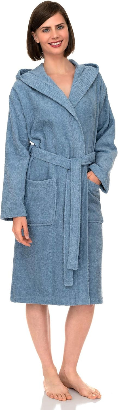 Womens Robe, Premium Cotton Hooded Bathrobe for Women - Runaway Rabbit LLC