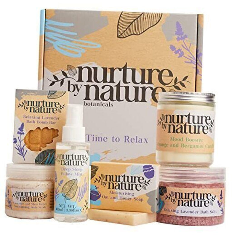 Nurture by Nature RELAX & CALM Spa Kit, Spa Gift Baskets for Women - Complete - Runaway Rabbit LLC