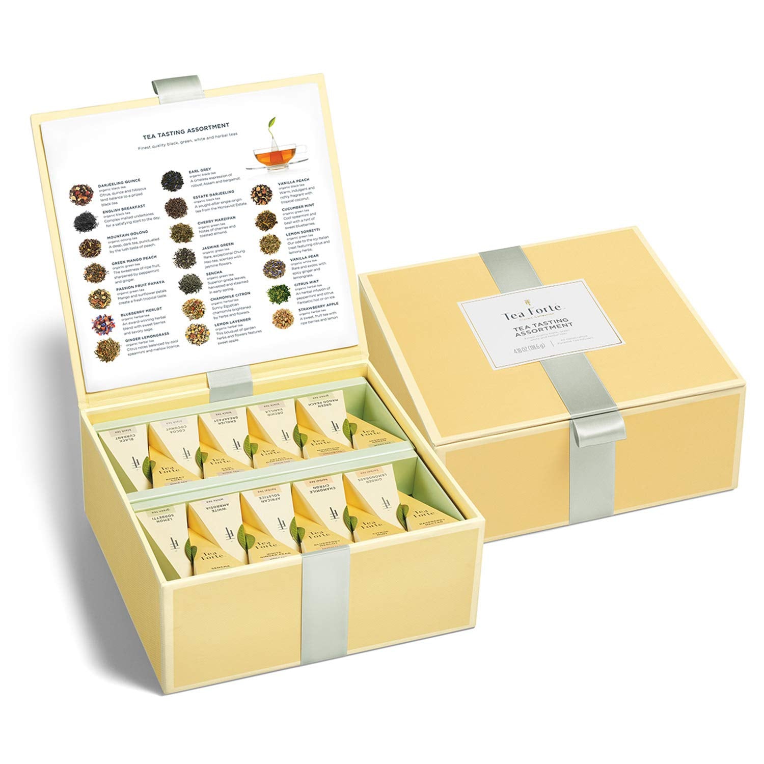 Tea Chests with 40 Handcrafted Pyramid Tea Infusers (Tea Tasting Asst) - Runaway Rabbit LLC