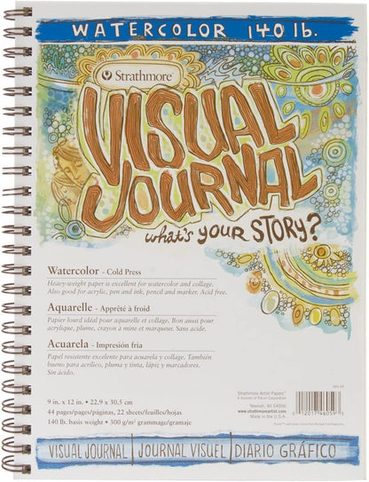 Visual Journal Watercolor 9"X12"-22 Sheets - Runaway Rabbit LLC