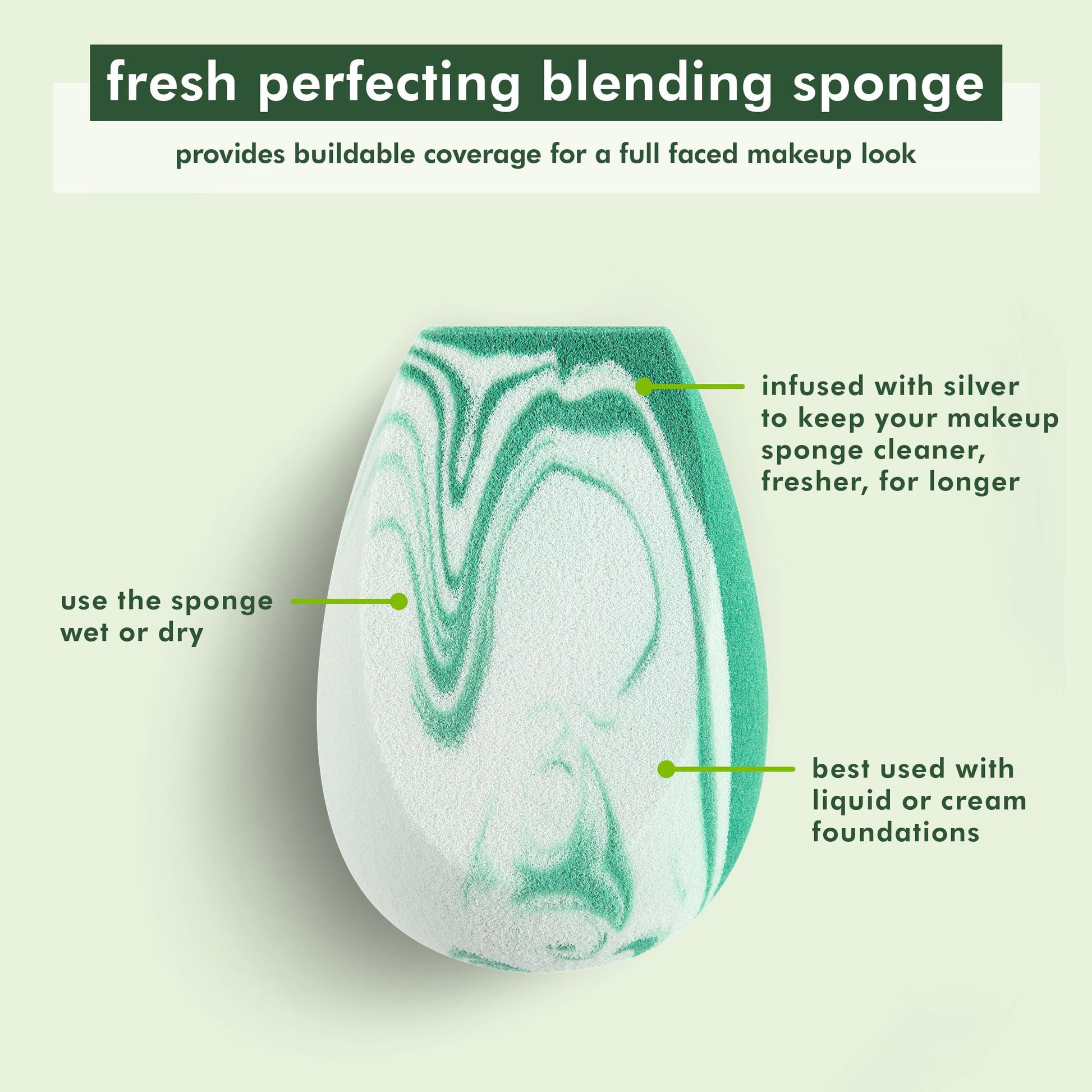 Fresh Perfecting Makeup Blending Sponge, for Liquid & Cream Foundation, Multicolor - Runaway Rabbit LLC