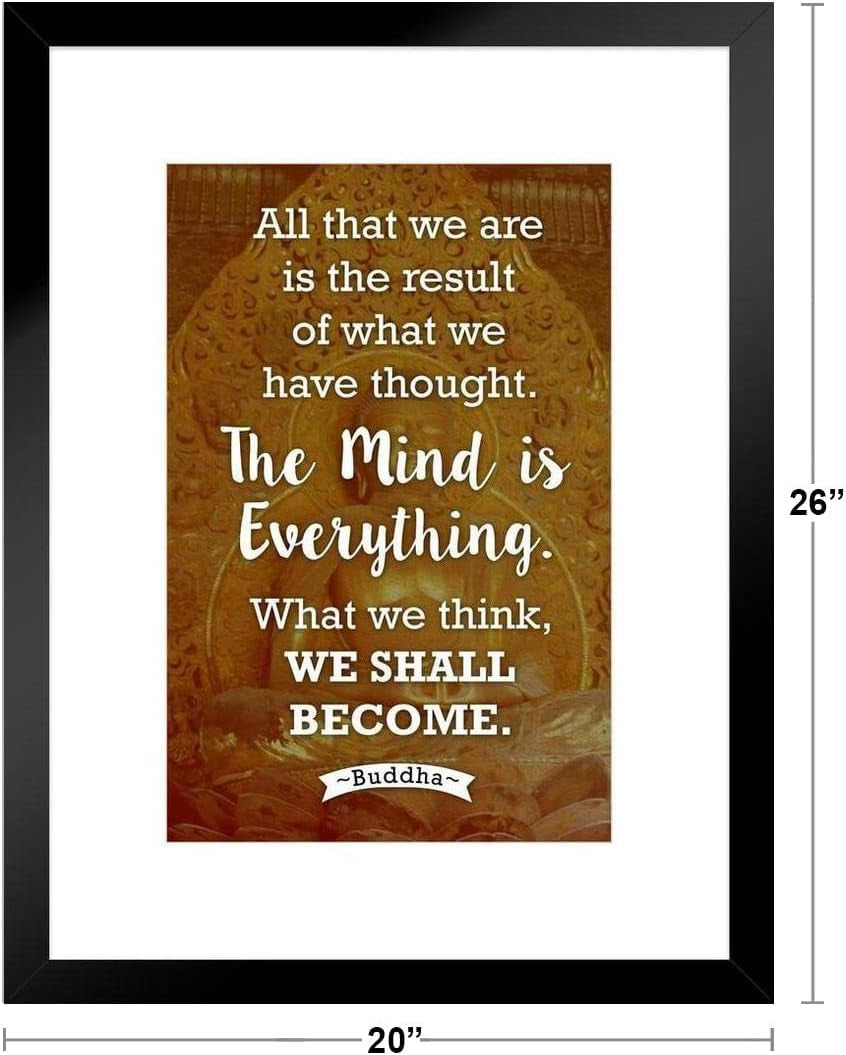 What We Think We Shall Become Buddha Famous Motivational Inspirational Quote Matted Framed Wall Art Print 20X26 - Runaway Rabbit LLC