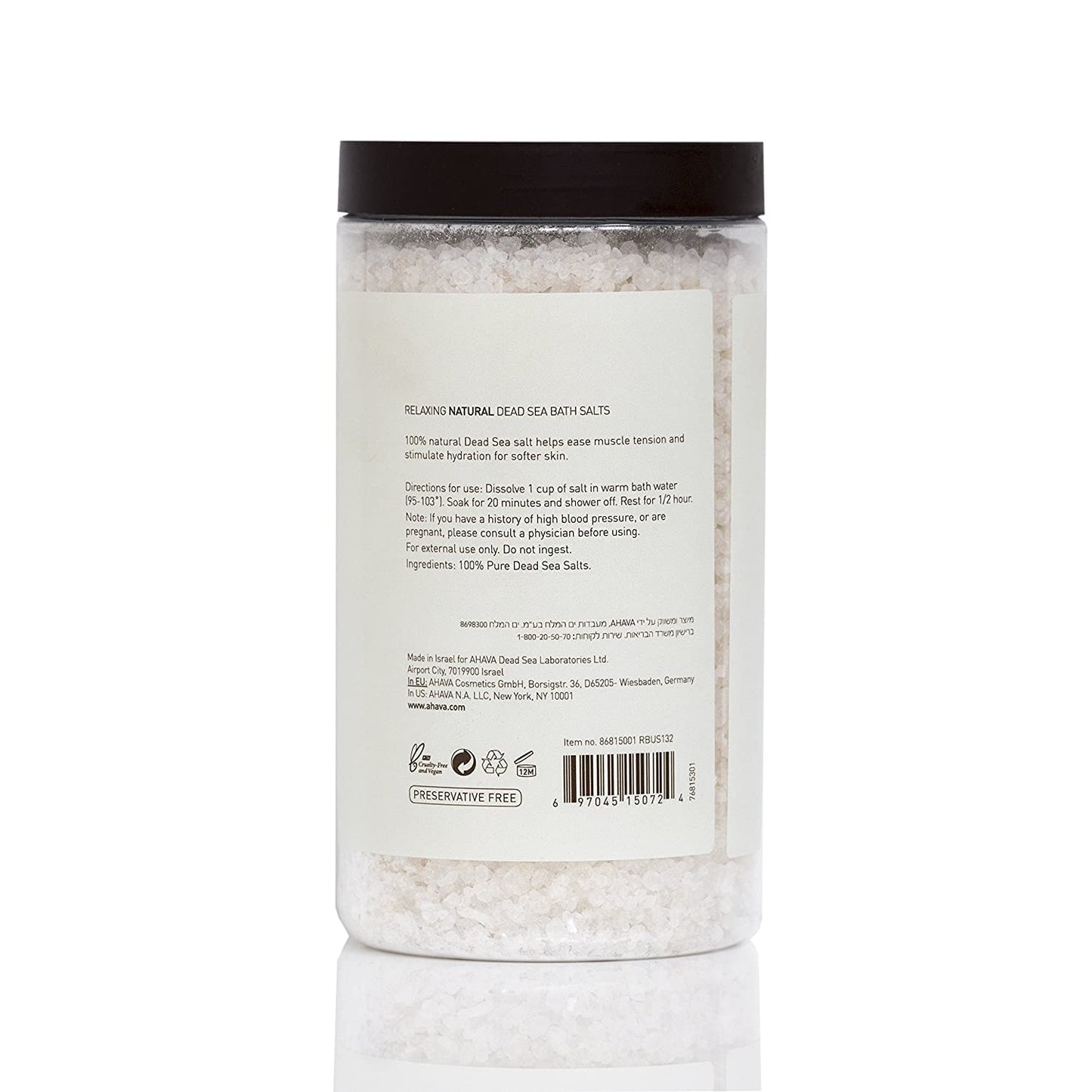 Dead Sea Mineral Bath Salt- Intense Relaxation for Body & Mind, Elevates Moisture, Softens & Eases Sore Muscles, Enriched by Exclusive Dead Sea Salt & Osmoter Blend, 32 Oz