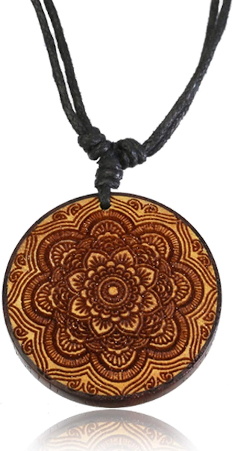 Handmade, Carved Wood Necklace with Pendant - Runaway Rabbit LLC