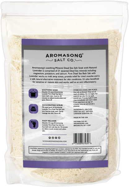 RAW Dead Sea Salt with 100% Natural Lavender, 2.43 Lb, Large Resealable Bulk Pack. - Runaway Rabbit LLC