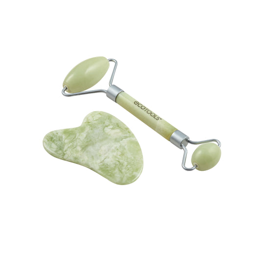 Facial Jade Roller and Gua Sha Stone Duo, 100% Jade, Skincare Tool, 2 Piece Set - Runaway Rabbit LLC