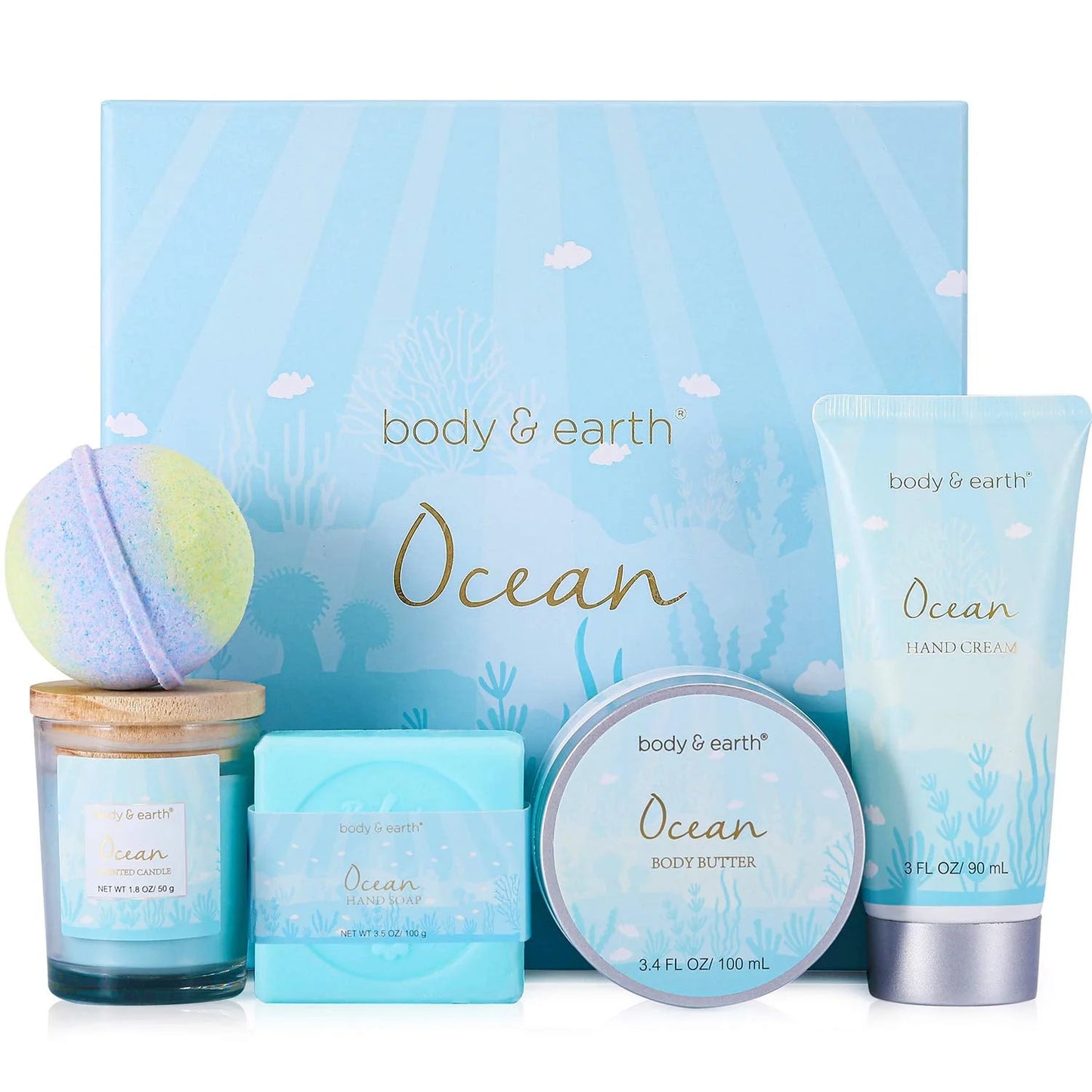 5 Pcs Ocean Spa Basket, Gifts Sets for Her - Runaway Rabbit LLC