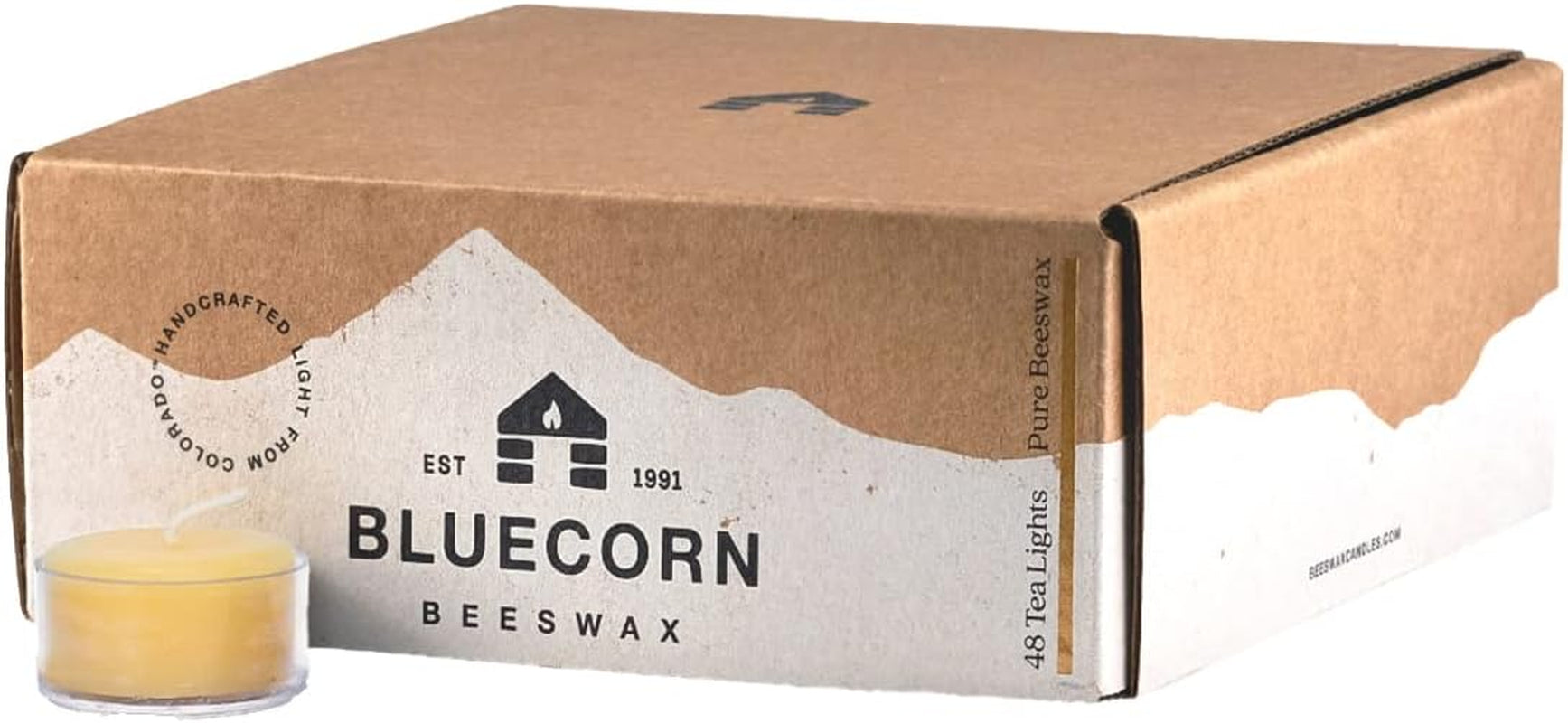 Bluecorn 100% Pure Beeswax Tealight Candles, Soy, Paraffin, & Fragrance Free, Bulk 48-Pack - Runaway Rabbit LLC