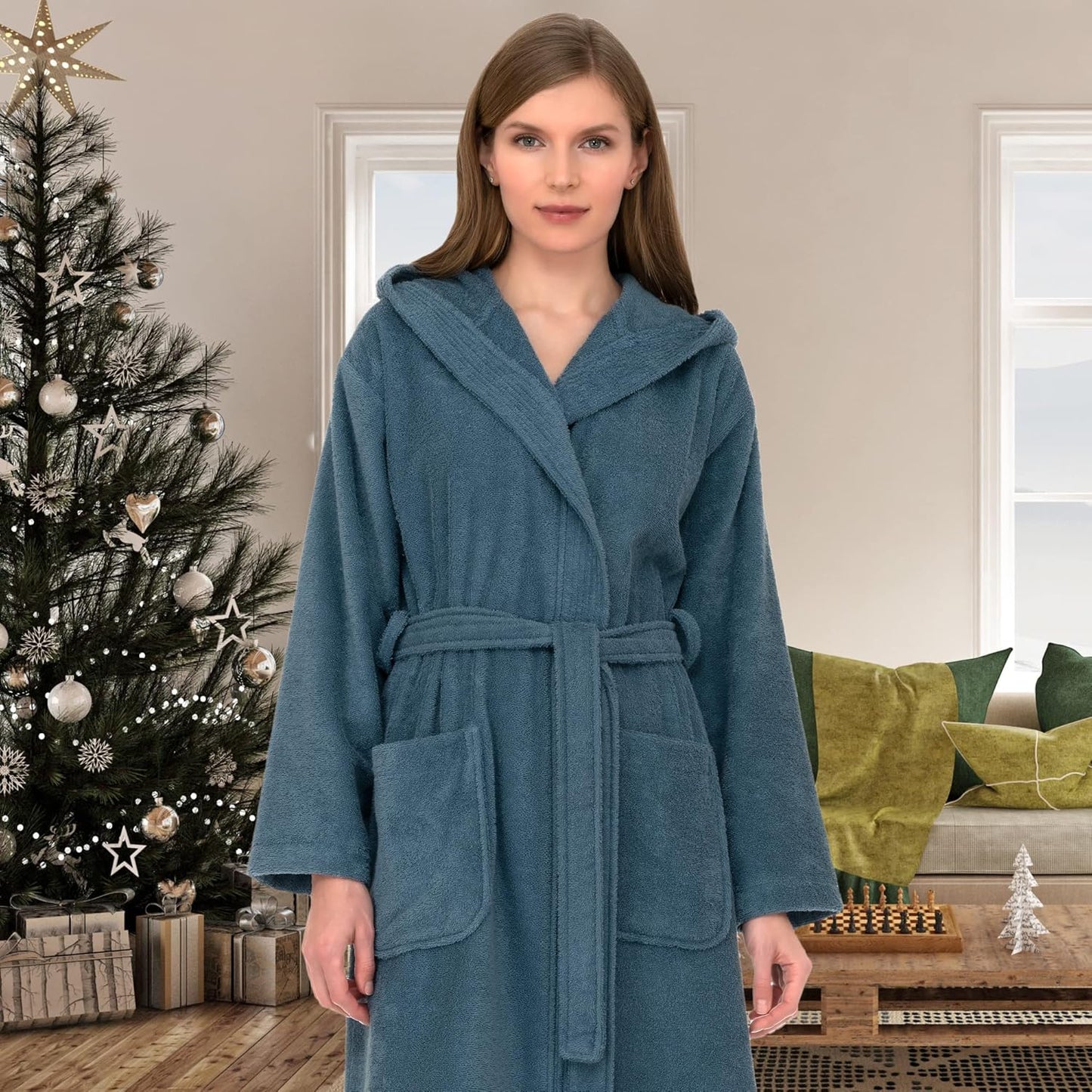 Womens Robe, Premium Cotton Hooded Bathrobe for Women - Runaway Rabbit LLC