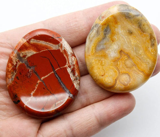 2 Color Pieces Worry Stone Crystal Healing Stone - Runaway Rabbit LLC