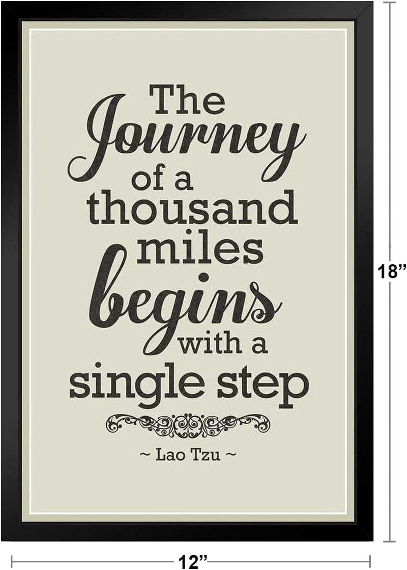 Lao Tzu, the Journey of a Thousand Miles Begins with a Single Step, Wood Framed Wall Art 14X20 - Runaway Rabbit LLC