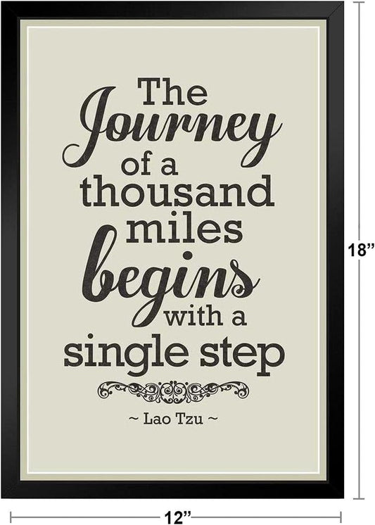 Lao Tzu, the Journey of a Thousand Miles Begins with a Single Step, Wood Framed Wall Art 14X20 - Runaway Rabbit LLC