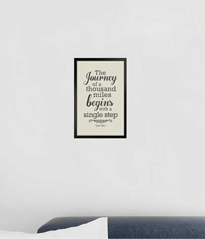 Lao Tzu, the Journey of a Thousand Miles Begins with a Single Step, Wood Framed Wall Art 14X20 - Runaway Rabbit LLC