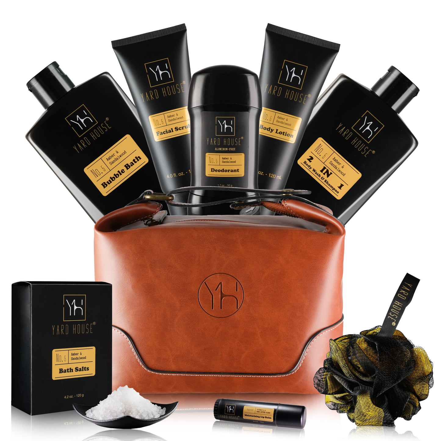 Deluxe Bath and Body Spa Gift Set for Men - Sandalwood & Amber - Runaway Rabbit LLC