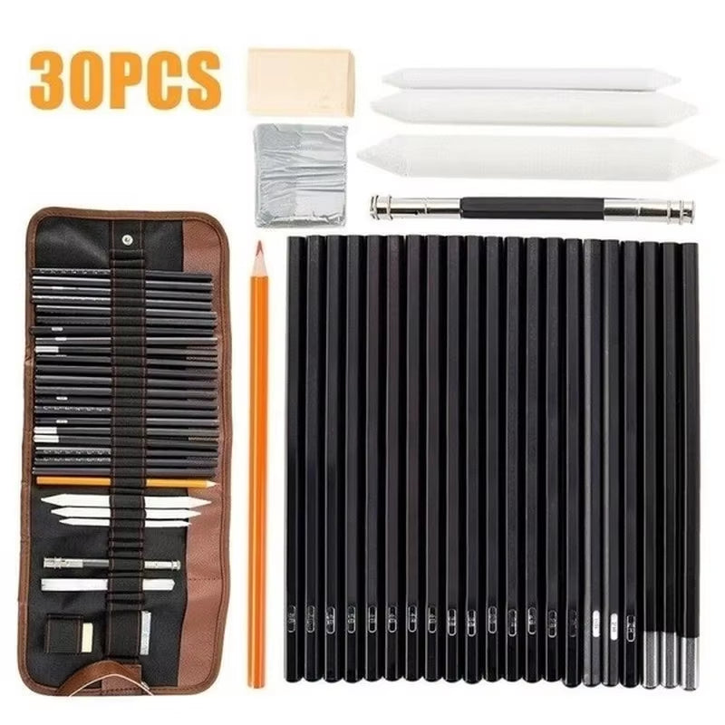 30 Pcs Drawing Beginner Sketch Set Charcoal Pencil Art Painting Sketch Stationery Set - Runaway Rabbit LLC