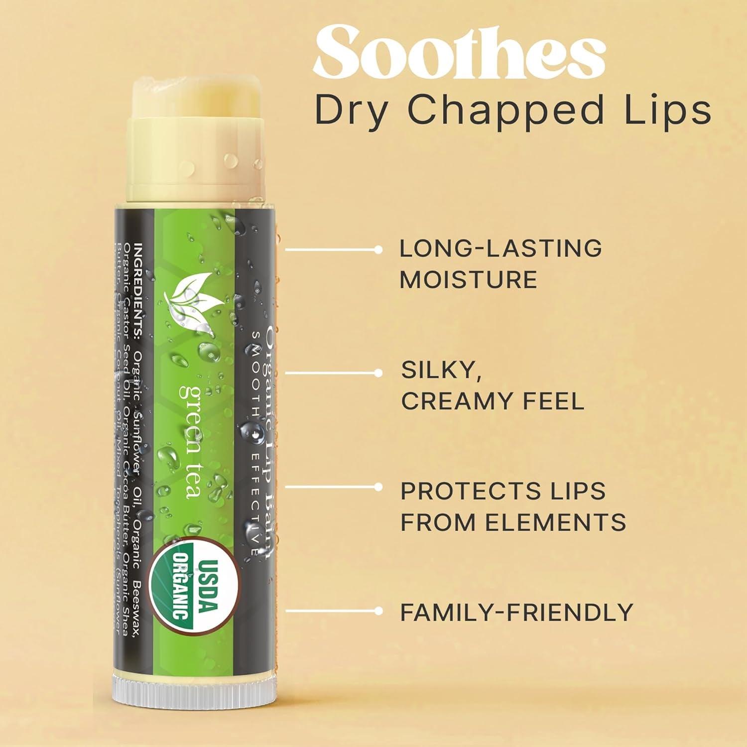 Natural Lip Balm Chapstick Pack of 4. Variety of scents.