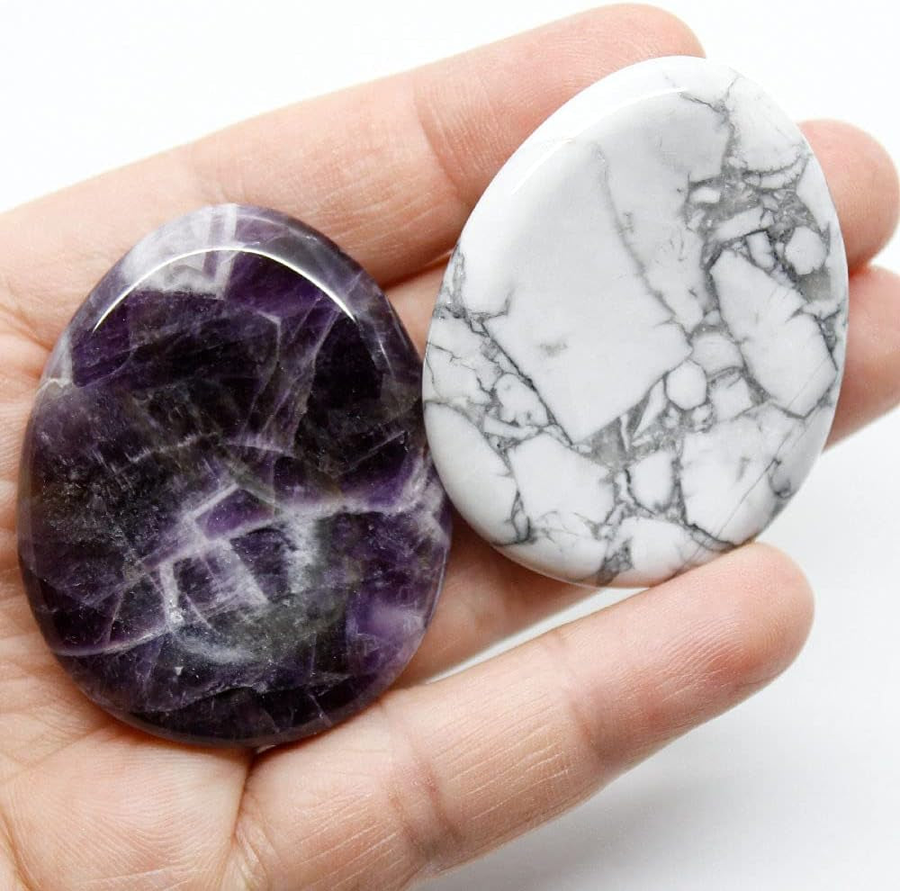 2 Color Pieces Worry Stone Crystal Healing Stone - Runaway Rabbit LLC