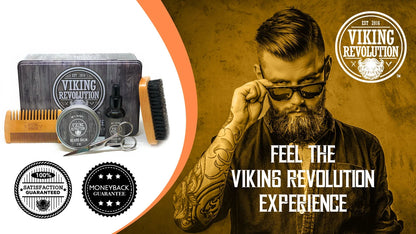 Beard Care Kit for Men - Beard Brush, Wooden Comb, Beard Balm, Beard Oil, Beard & Mustache Scissors - Runaway Rabbit LLC