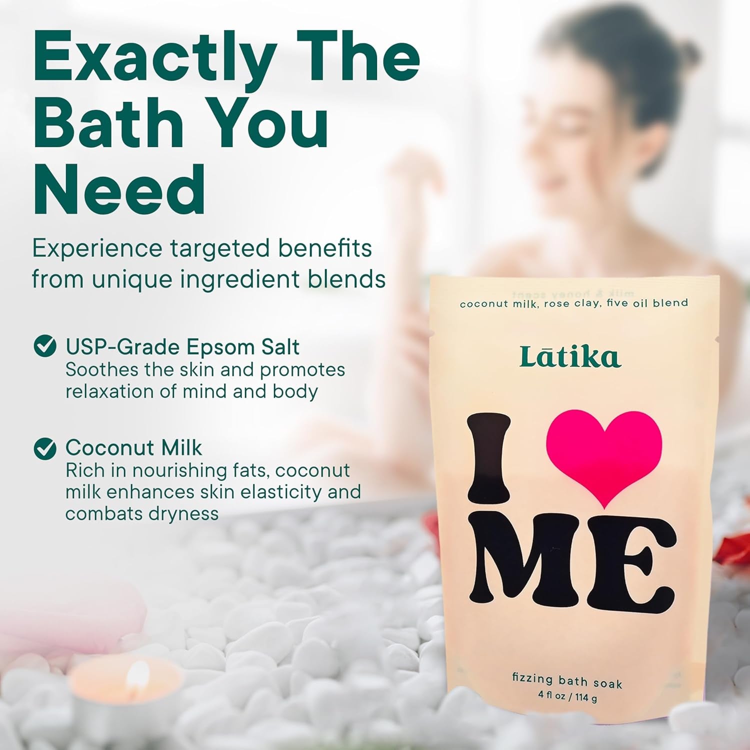 Soak Set of 3 - I Heart Me Bath Soaks with Oats, Milk & Honey for Self-Love & Self-Care – Relaxation, Muscle Recovery & Skin Nourishment – Stress Relief Soaking Salts