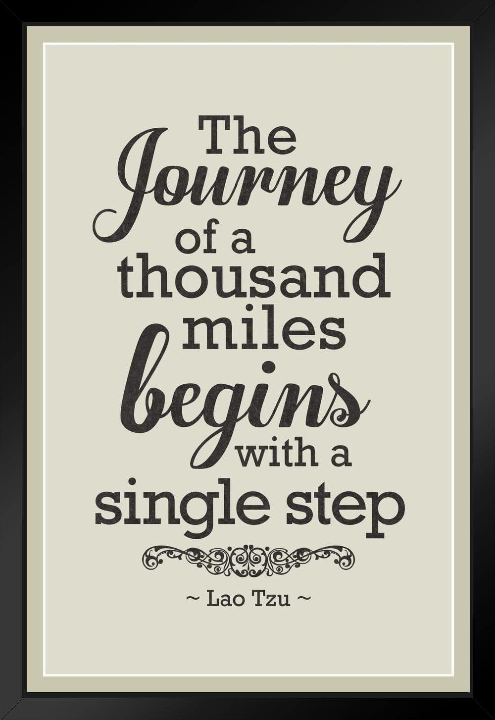 Lao Tzu, the Journey of a Thousand Miles Begins with a Single Step, Wood Framed Wall Art 14X20 - Runaway Rabbit LLC