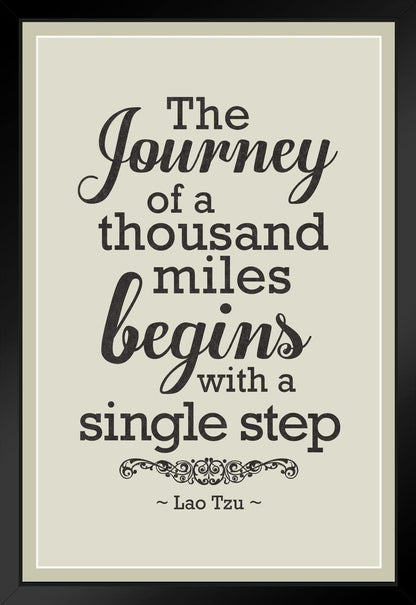 Lao Tzu, the Journey of a Thousand Miles Begins with a Single Step, Wood Framed Wall Art 14X20 - Runaway Rabbit LLC