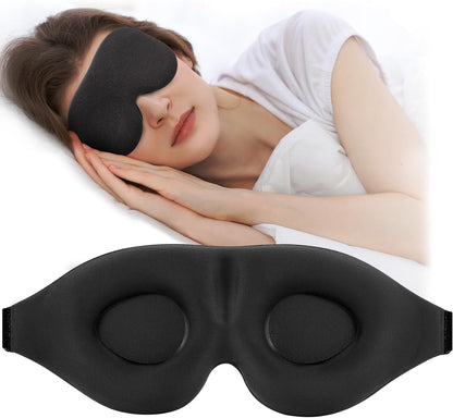 3D Sleep Mask, Light Blocking with Adjustable Strap for Travel, Nap, Black - Runaway Rabbit LLC