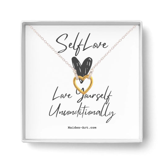 18K Gold Plated "Love Yourself Unconditionally" Heart Pendant Necklace - Runaway Rabbit LLC