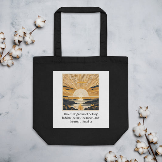 3 Things Cannot be Long Hidden (Buddha): Eco Tote Bag - Runaway Rabbit LLC