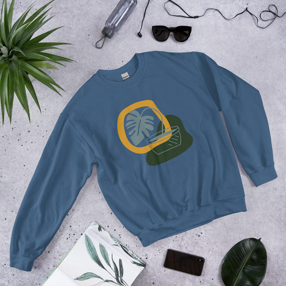 Boho Style Abstract Plant Print Unisex Sweatshirt - Runaway Rabbit LLC