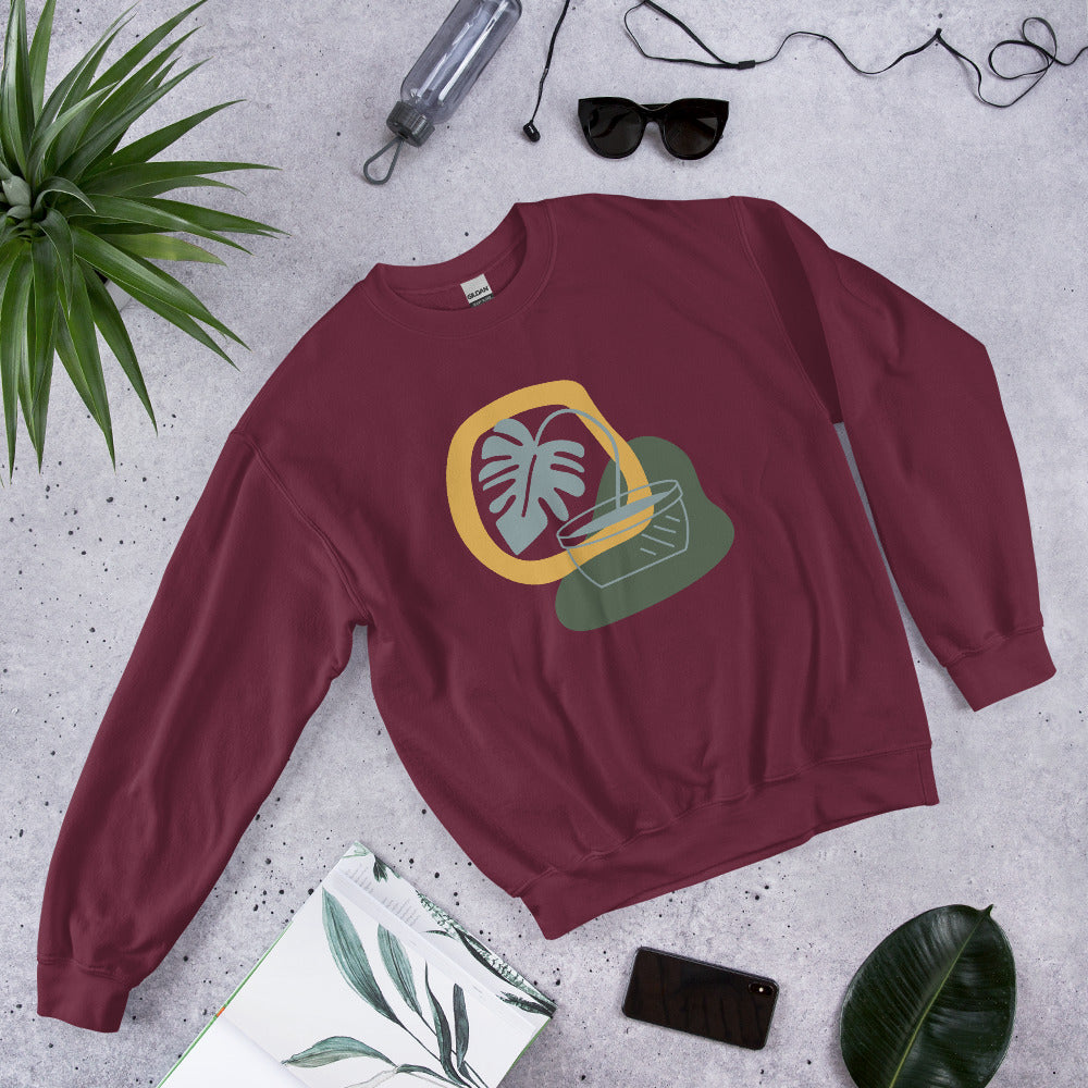 Boho Style Abstract Plant Print Unisex Sweatshirt - Runaway Rabbit LLC