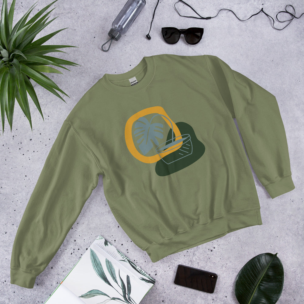 Boho Style Abstract Plant Print Unisex Sweatshirt - Runaway Rabbit LLC