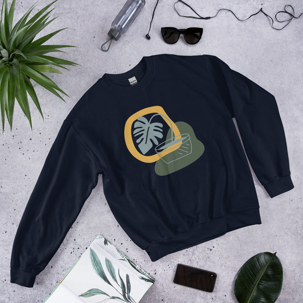 Boho Style Abstract Plant Print Unisex Sweatshirt - Runaway Rabbit LLC