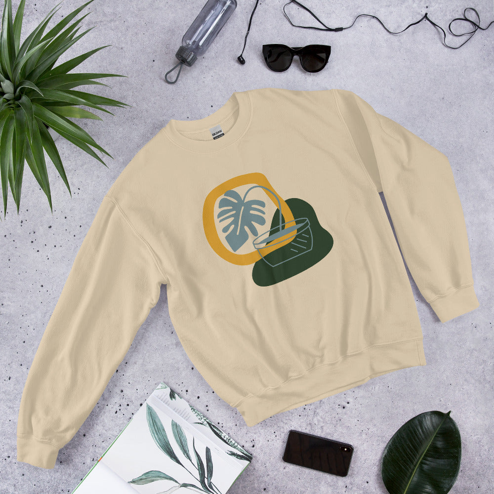 Boho Style Abstract Plant Print Unisex Sweatshirt - Runaway Rabbit LLC