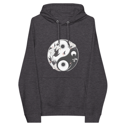 Yin and Yang Flow Unisex eco raglan hoodie - Runaway Rabbit LLC